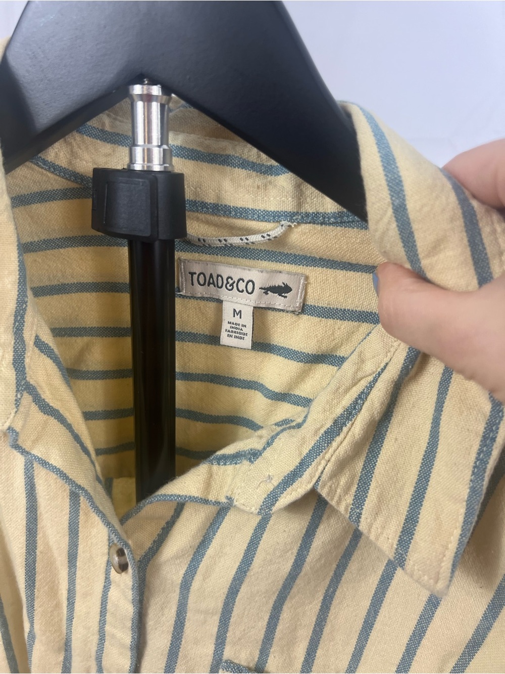 Toad & Co Button Down Shirt Yellow Blue Size Medium